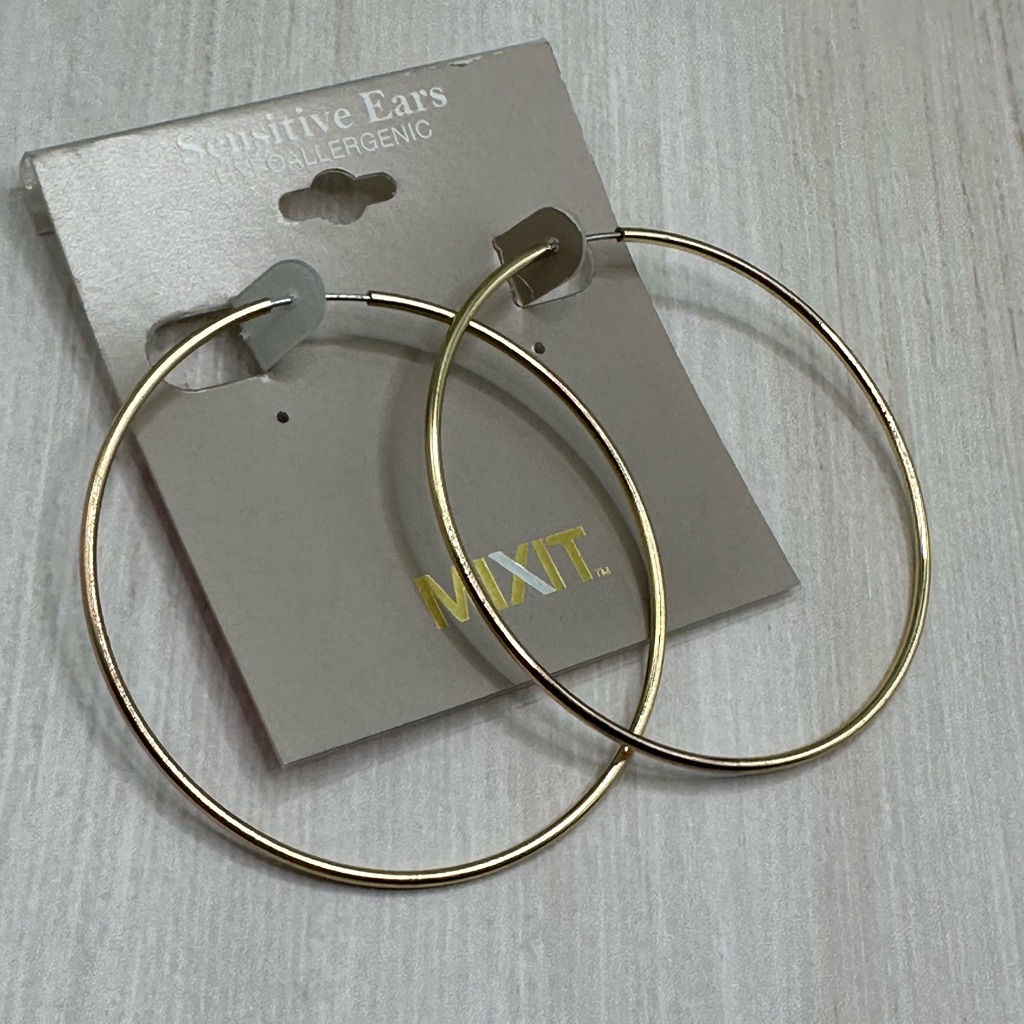 Nwt Mixit Sensitive Goldtone Large Hoop Earrings 11$